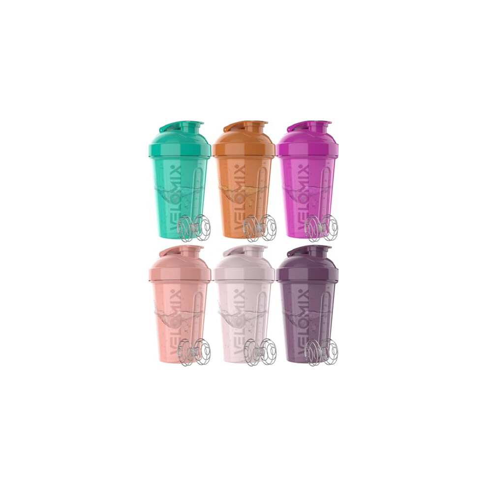 Velomix 6 Pack:20oz Protein Shaker Bottles For Protein Mixture Shaker Cups For Protein Shakes, Small Shaker Bottle Pack, Shaker Cups, Shaker For