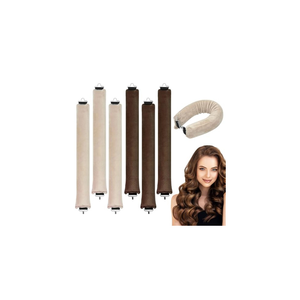 Yicaam 6 Pcs Jumbo Heatless Hair Curler, Soft Velvet Overnight Blowout Curls Rods, Flexi Rods To Sleep In, No Heat Hair Curlers With Hook For All Hair Types