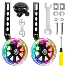 Adjustable Bike Stabilisers for 12 14 16 18 20 Inch Single Speed Bicycles, Heavy Duty Training Wheels for Kids Bike with Flash Light Up Wheels,