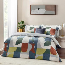 furn. Siresa Geometric Duvet Cover Set – Reversible Cotton Blend Modern Design (Multicolour – Single)