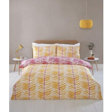 Rapport Home Tropical Trails Single Duvet Set - Yellow & Pink Palm Leaf Bedding - Vibrant Tropical Design