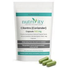 Nutrivity 500mg Vegan Cilantro Capsules, Fresh Coriander Leaf & Herb Complex - Natural Herbal Cleanser for Digestive Support, Colon Cleanse Support