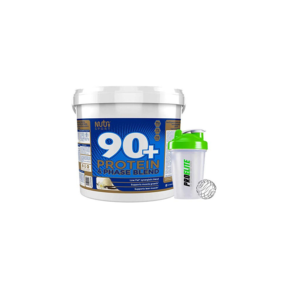 Nutrisport 90+ Plus Protein 5Kg / 5000G + Shaker Bottle (Vanilla)