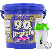 Nutrisport 90+ Plus Protein 2.5kg / 2500g + Shaker Bottle (Raspberry)