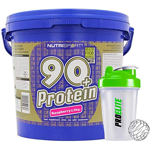 Nutrisport 90+ Plus Protein 2.5kg / 2500g + Shaker Bottle (Raspberry)