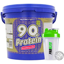 Nutrisport 90+ Plus Protein 2.5kg / 2500g + Shaker Bottle (Strawberry)
