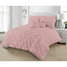 Duvet Cover Set Designer Reversible Chess Pintuck Quilt Covers Cotton Percale Bedding Bed Sets Double King Super King Size With Pillowcases (Soft Pink