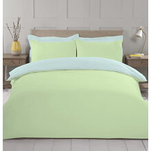 Night Comfort Percale Duvet Cover Set with Pillowcase - Luxury Cotton Blend Reversible Bed Set Quilt and Pillow Cover (Lemon & Turquoise, King)