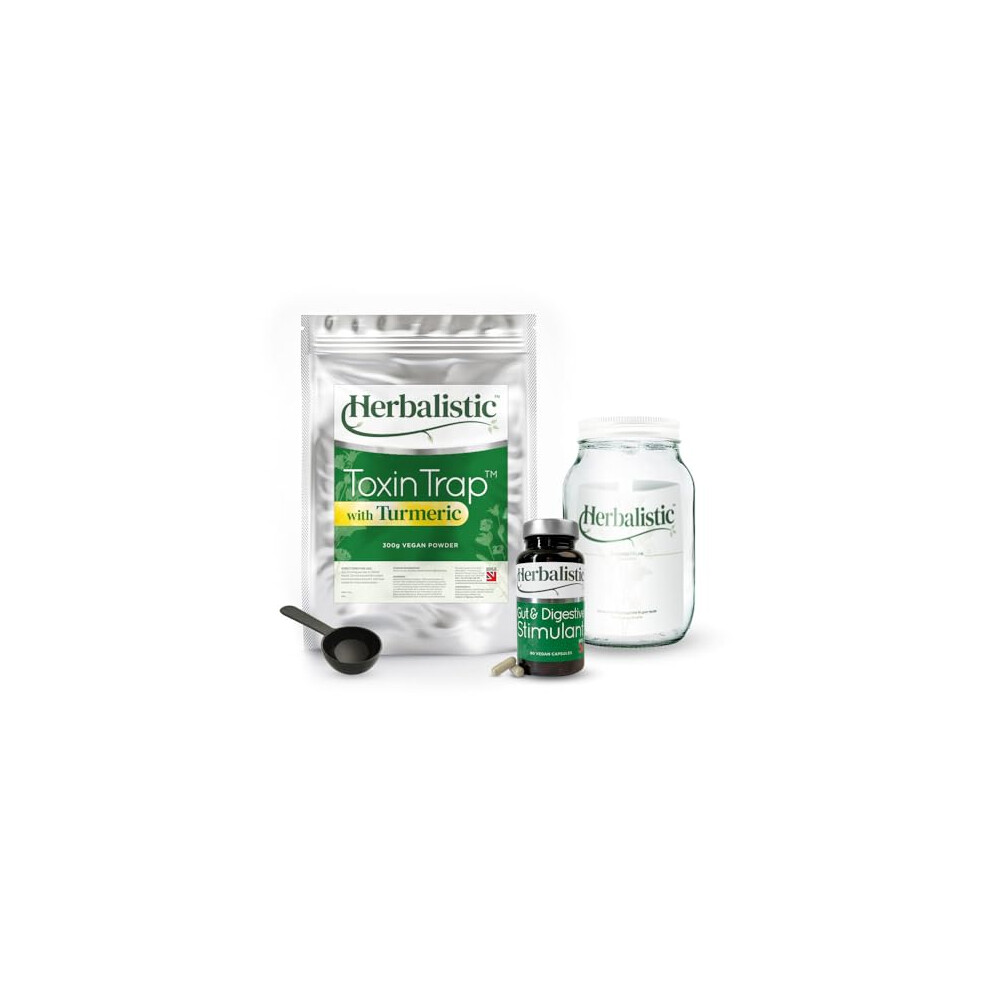Herbalistic 5 Day Colon Cleanse Detox Kit | Gut Reset, Support Weight Loss, Reduce Bloating & Energy Levels | Natural Turmeric, Chlorella, Flaxseed |