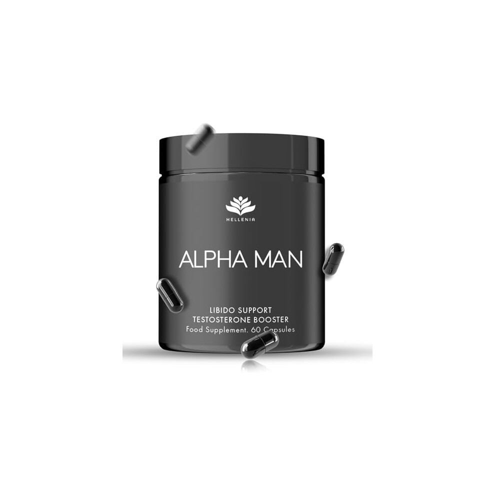 Hellenia Alpha Man Testosterone Booster 60 Capsules | Testosterone Supplements For Men - Formulated With Ksm-66 Ashwagandha, Maca Root, D-Aspartic Acid,