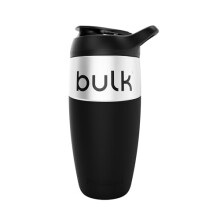 Bulk x Promixx Stainless Steel Shaker Bottle | Black | 700ml | Durable & Leak-Proof Design | Snap-Fit Agitator for Smooth Mixing | Non-Slip Silicone
