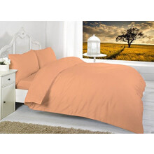 R&Z Luxury Plain Dyed Non Iron Polycotton Duvet Cover Set Single Double King Super King Size (Peach, Single)