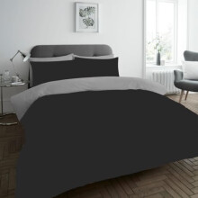 FAIRWAYUK Black and Grey Bedding Set, 2 Piece Ultra Soft Reversible Quilt Covers, Single Duvet Cover Sets, Microfiber Premium Quality, Plain Dye Bed