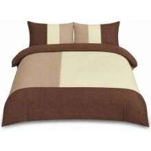 HOMES-LINEN Suede Patch Multi Colour Suede Reversible Duvet Cover Set (Chocolate, Double)