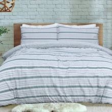 Sleepdown Duvet Cover Set, Polycotton, Green White, Double