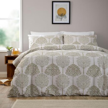Olivia Rocco 100% Cotton Duvet Cover Set 200 Thread Count Printed Quilt Covers With Pillowcases Bedding Bed Linen Sets, Sion Sage Green Single