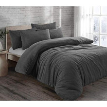 LIZZIE JACOBS Teddy Fleece Luxurious Duvet Cover Sets Super Soft Warm Cosy Sherpa Fleece WInter Quilt Cover Sets Reversible Bedding Sets (Single,