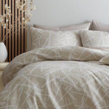 Appletree - Natural & White Geometric Duvet Cover - Double Bedding Size (200 x 200cm) - 2 Pillowcases - Easy Care & Washable - Contemporary Bedding in