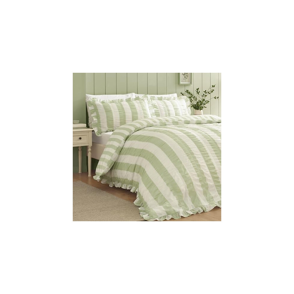 Catherine Lansfield Green Seersucker Duvet Set - Image 11