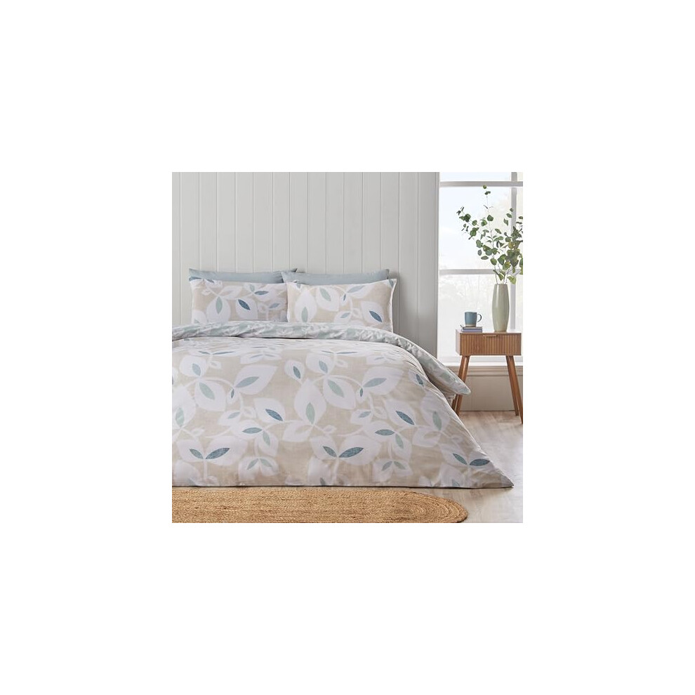 Catherine Lansfield Unisex Natural Inga Leaf Duvet Cover Set In | Size: Single - Image 8