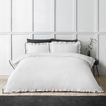 Catherine Lansfield So Soft Mono Frill Single Duvet Cover Set with Pillowcase White/Black