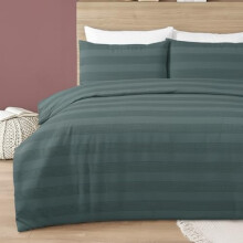 MHG Living Waffle Striped Duvet Cover Set, Marley Double 200x200cm – Cotton-Rich Polycotton Bedding – Soft, Breathable & Durable – Includes