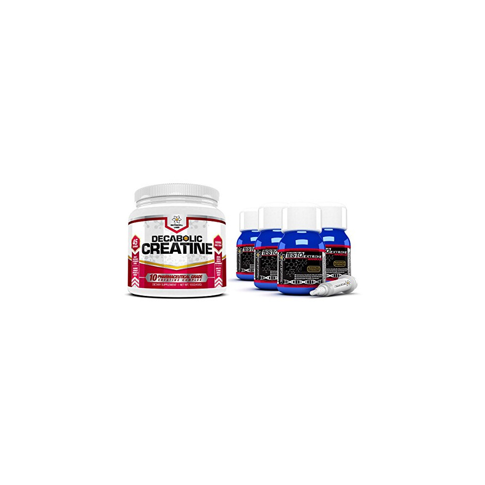 Testo Anabolic Testo Extreme Anabolic (4 Month Supply) + Free 10 Blend Decabolic Creatine - Testosterone, Muscle Growth & Strength Stack