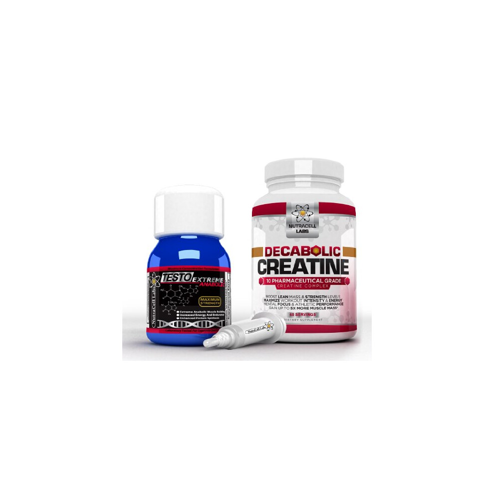 Testo Anabolic Anabolic Muscle Stack : Testo Extreme Anabolic & 10 Blend Decabolic Creatine - Strongest Legal Testosterone Booster/Creatine Powder