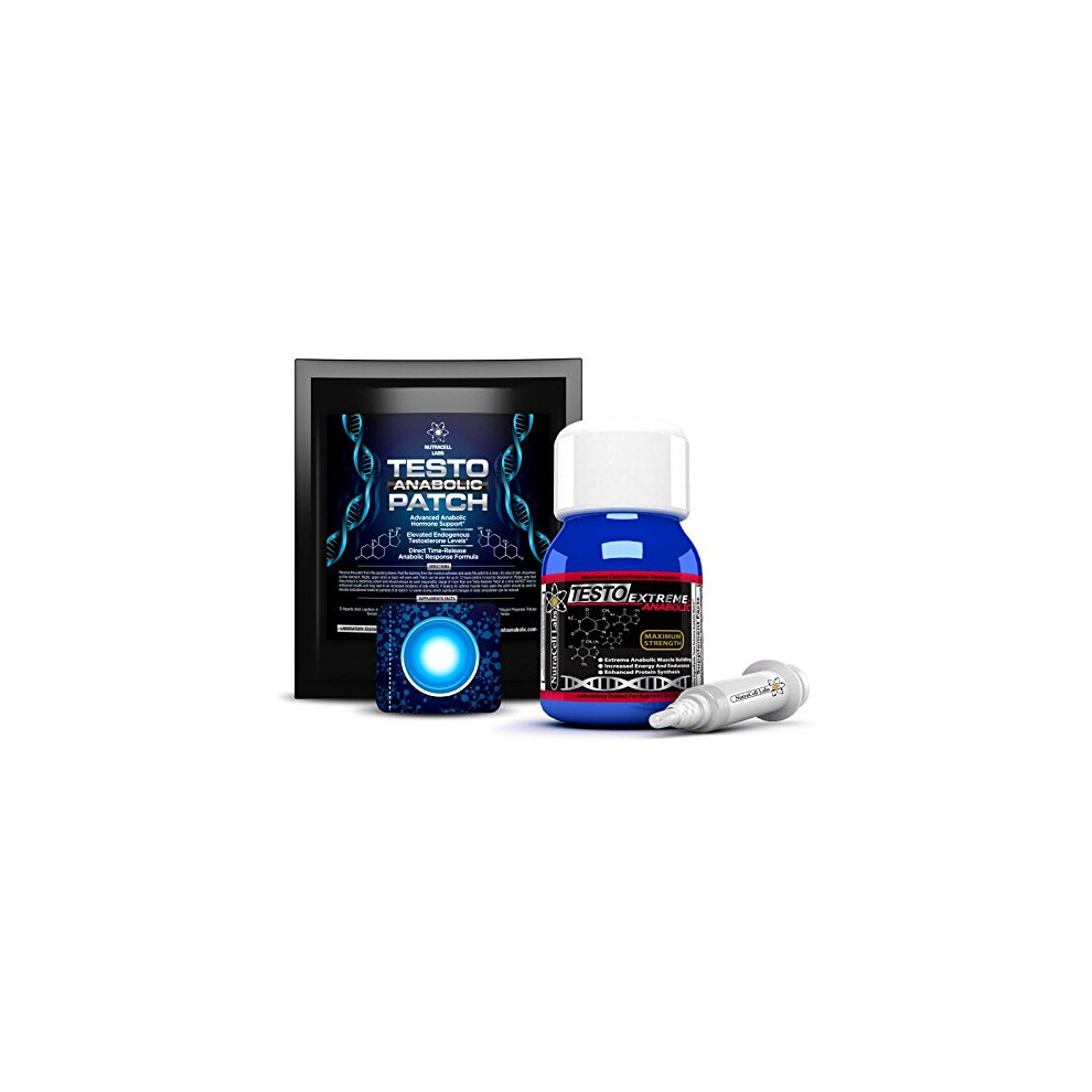 Testo Extreme Anabolic + Testo Anabolic Patch : Testosterone, Muscle Growth & Strength Stack (1 Month Course)