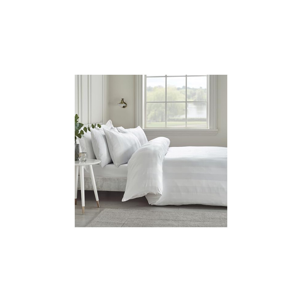 Catherine Lansfield White So Soft Satin Stripe Duvet Cover Set - Super King - Image 5