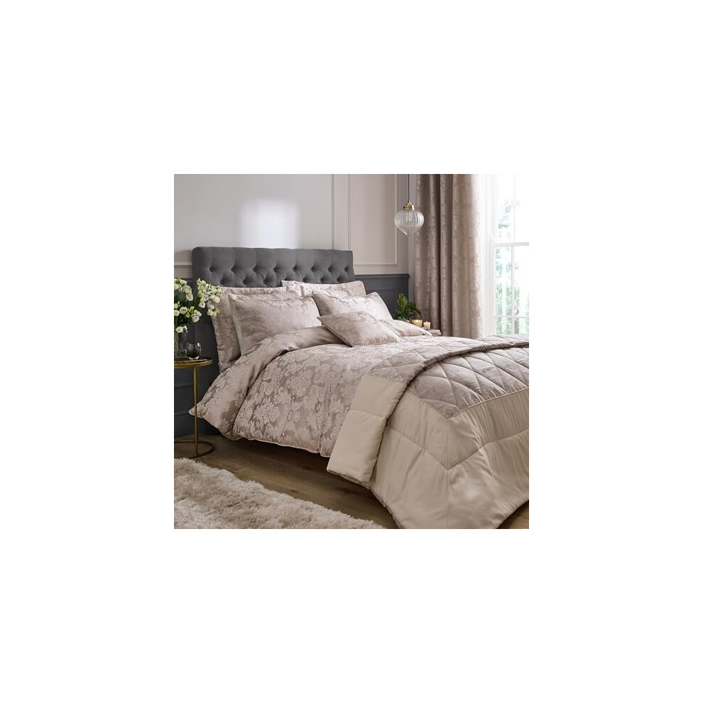 Catherine Lansfield Damask Jacquard Double Duvet Cover Set With Pillowcases Champagne Gold