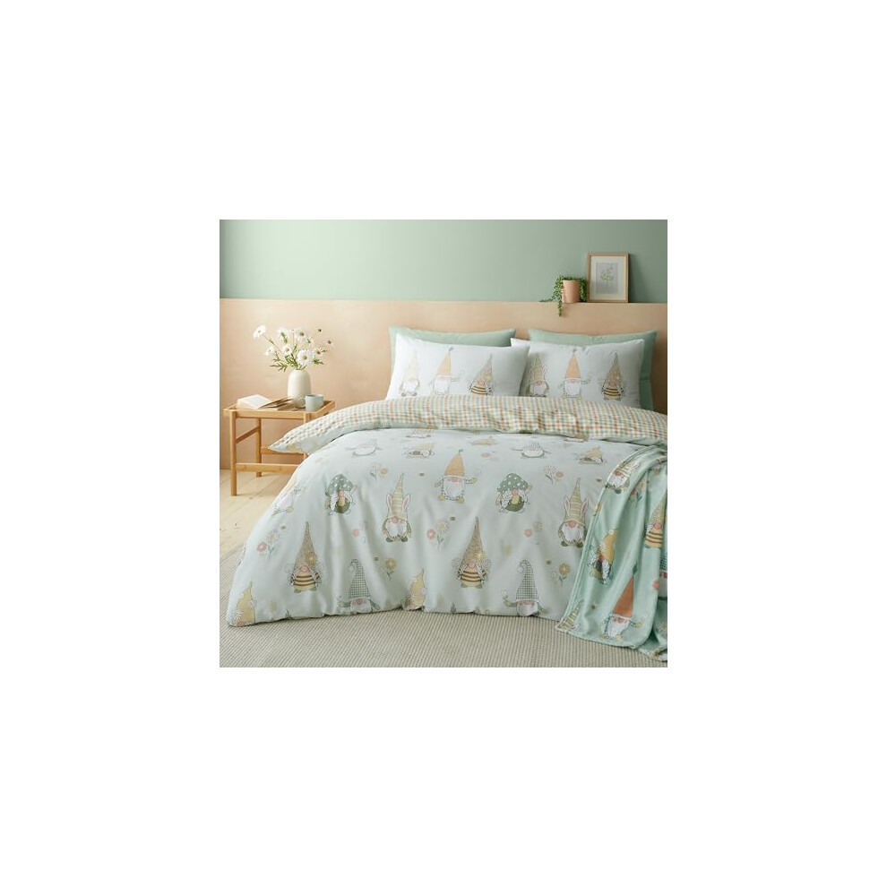 Catherine Lansfield Spring Gonks Reversible Double Duvet Cover Set with Pillowcases Mint Green - Image 3