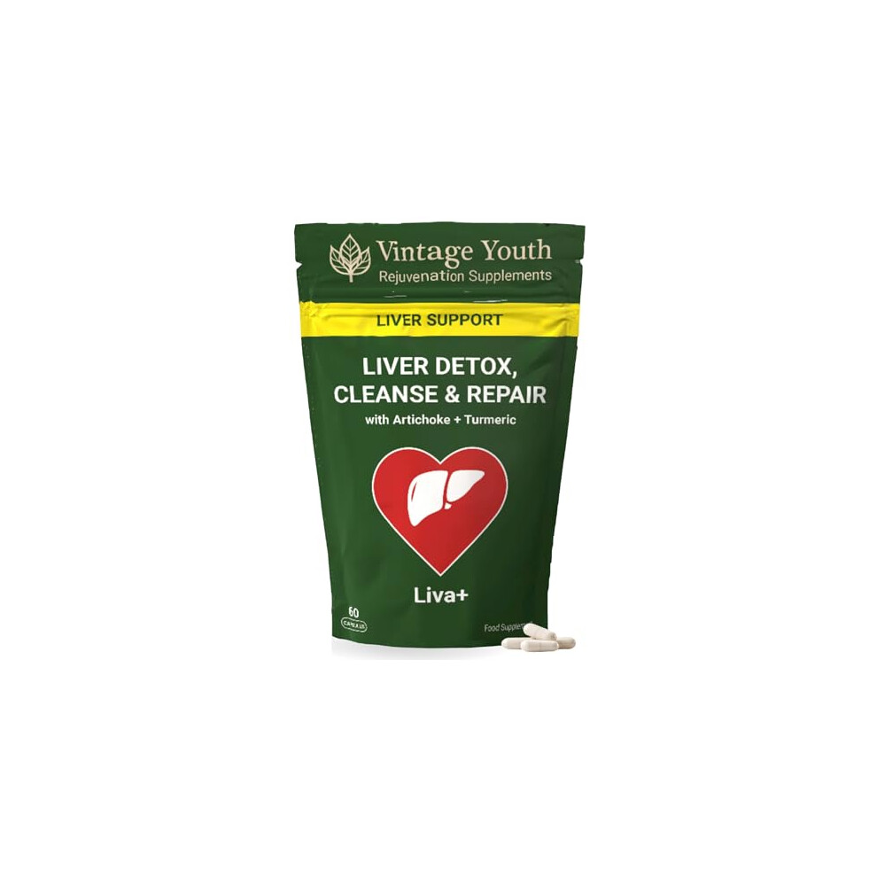 Vintage Youth Liva+ Liver Support Supplement | 5-In-1 Formula For Detox, Fatty Liver Recovery & Cleanse | Promotes Skin & Antioxidant Function