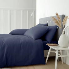Catherine Lansfield Brushed Cotton Double Duvet Cover Set with Pillowcases Navy Blue