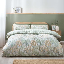 Catherine Lansfield Forest Blossom Reversible Double Duvet Cover Set with Pillowcases Green