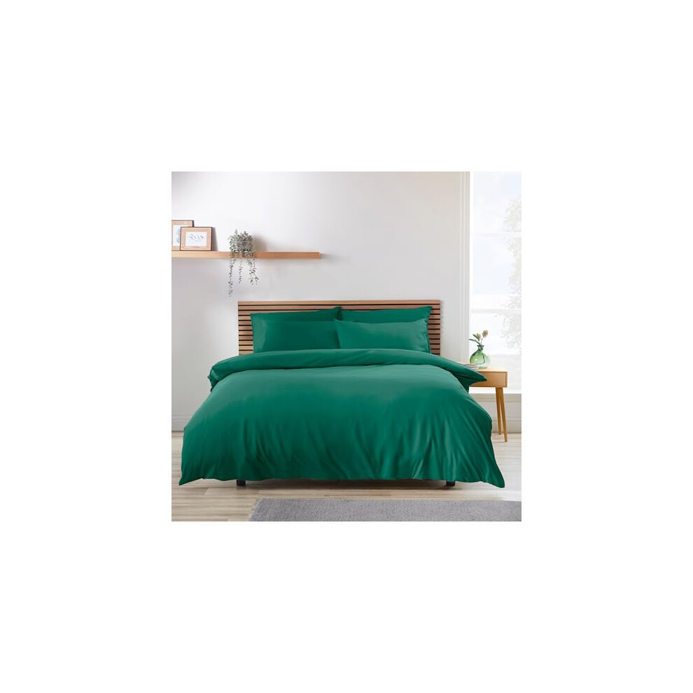 Catherine Lansfield Unisex Teal So Soft Non Iron Plain Dyed Duvet Cover Set In | Size: Single - Image 7