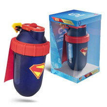 SHAKESPHERE DC Superman Protein Shaker - 450ml Leak-Proof Shaker Cup with Detachable Cape, No Mixing Ball, Capsule Design, BPA-Free, 3D Logo,