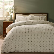 Catherine Lansfield Cosy Spot Fleece King Duvet Cover Set with Pillowcases Cream