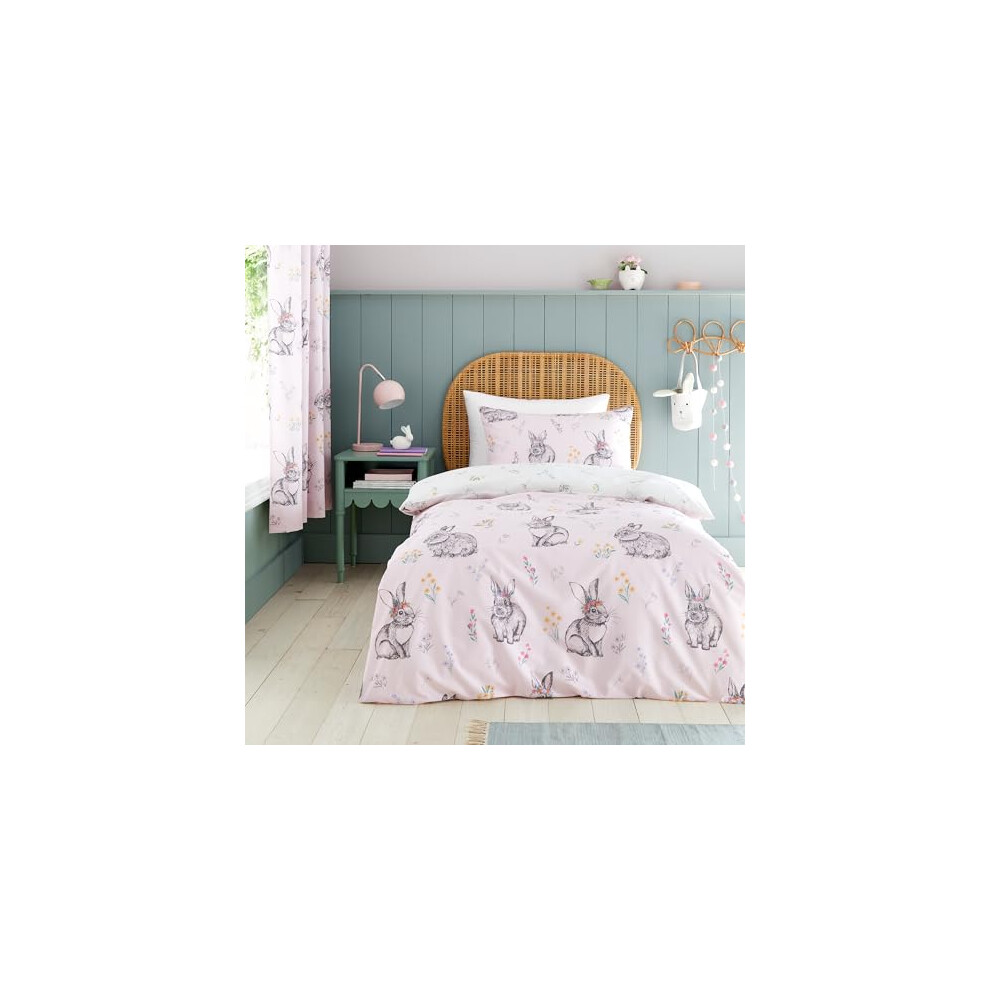 B&Q - Bunny Tails Ditsy Flowers Reversible Duvet Cover Set With Pillowcase Pink - Image 8