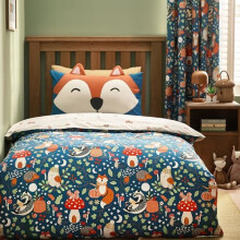 Catherine Lansfield Fox and Woodland Friends Reversible Double Duvet Cover Set with Pillowcases Green