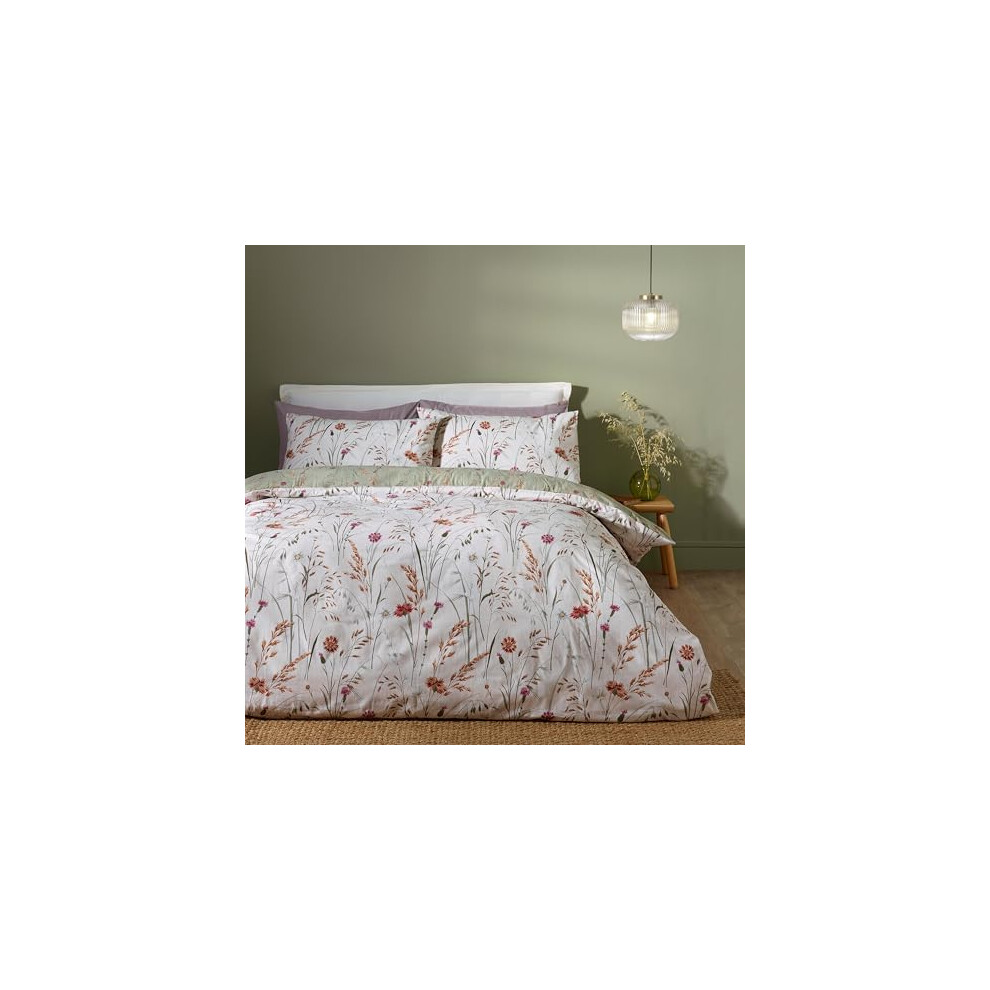 B&Q - Brushed Grasmere Floral Cotton Reversible Single Duvet Cover Set With Pillowcase Green - Image 9