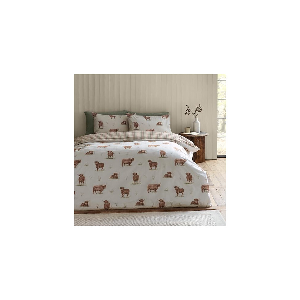 Catherine Lansfield Unisex Natural Angus Highland Cow Duvet Cover Set In | Size: Super King - Image 3