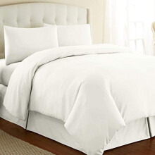 Brit Cotton Fabric Plain Duvet Covers Bed Set with Pillow Cases- 100% Pure Egyptian Cotton -Satin and Super Soft (White, Double Bedding Duvet Cover