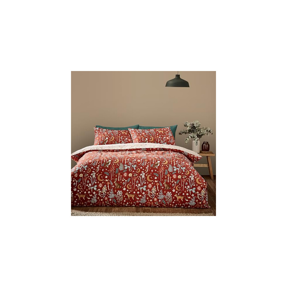 Catherine Lansfield Enchanted Twilight Animals Reversible King Duvet Cover Set with Pillowcases Burnt Orange - Image 9