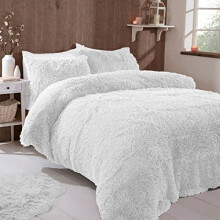 FAUX FUR SHAGGY Long Pile Face, Soft Touch Plush Fleece Reverse, Duvet Cover Set with Pillow Case Thermal Fluffy Winter Warm Cozy Cuddly Bedding Bed
