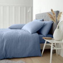 Catherine Lansfield Brushed Cotton Super King Duvet Cover Set with Pillowcases Blue