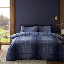 Catherine Lansfield Brushed Cotton Melrose Tweed Check Reversible Single Duvet Cover Set with Pillowcase Blue
