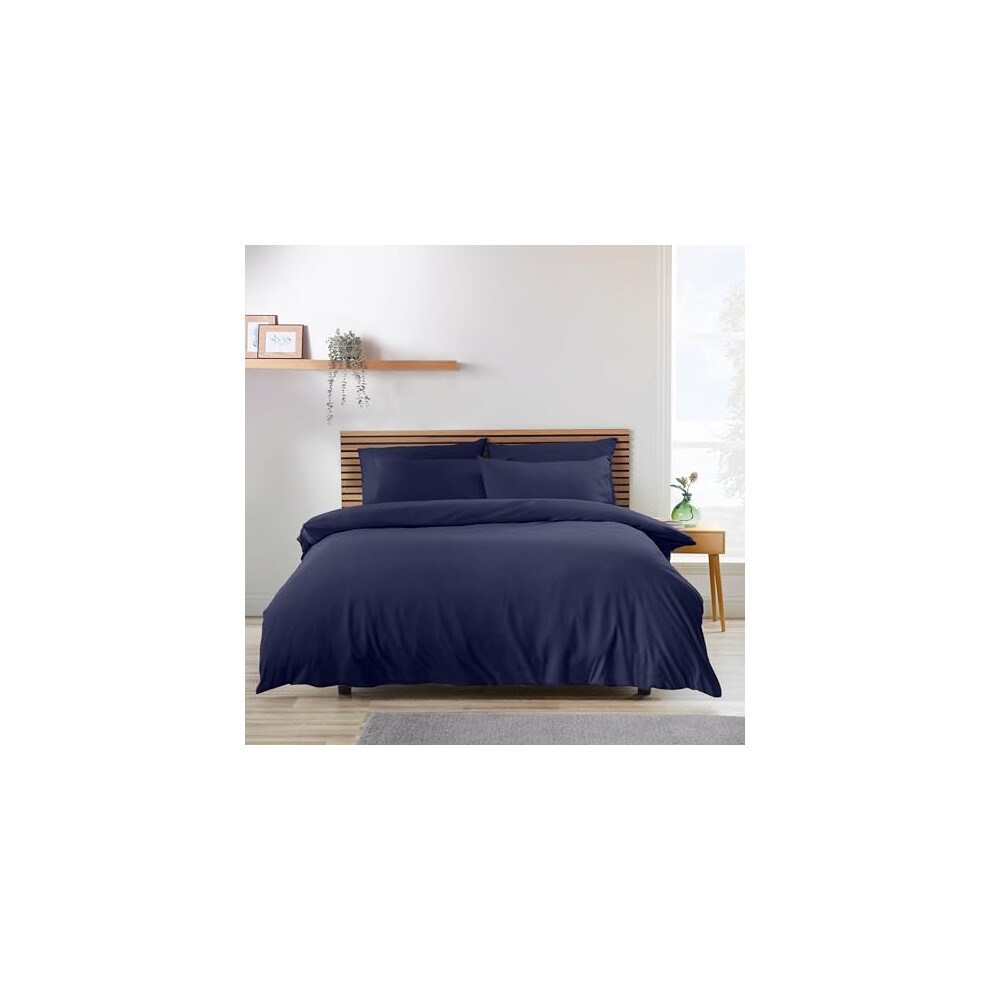 Catherine Lansfield So Soft Non-Iron Single Duvet Cover Set Navy Blue - Image 5