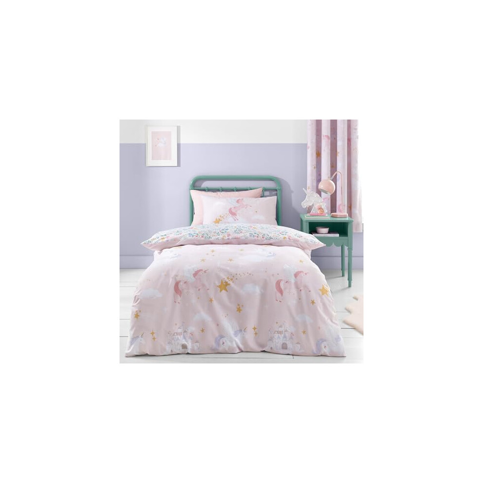 Catherine Lansfield Fairytale Unicorn Double Duvet Cover Set Pink - Image 8