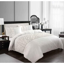 Leeray Luxury Diamond Pleated Pintuck Duvet Cover set with Pillowcases - Quilts Covers sets = 1x Quilt Cover, 2x Pillow cases (White, Double)